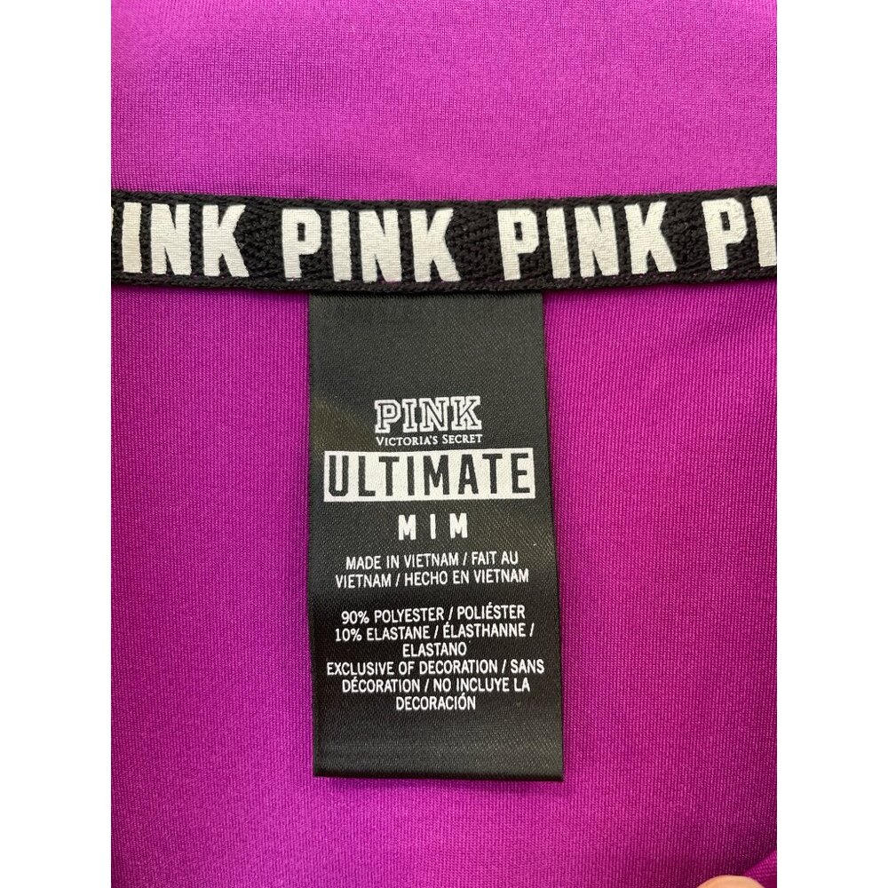 PINK Victorias Secret Half Zip Long Sleeve Pullover Womens M Magenta Athleisure - Picture 3 of 5